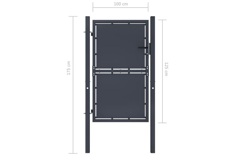 havelåge 100 x 125 cm stål antracitgrå - Grå - Hus & renovering - Indsynsbeskyttelse & indhegning - Låge