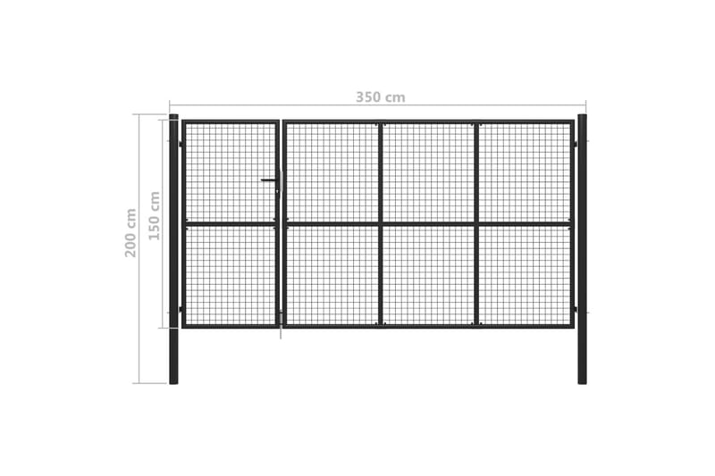 havelåge 350 x 150 cm stål antracitgrå - Grå - Hus & renovering - Indsynsbeskyttelse & indhegning - Låge