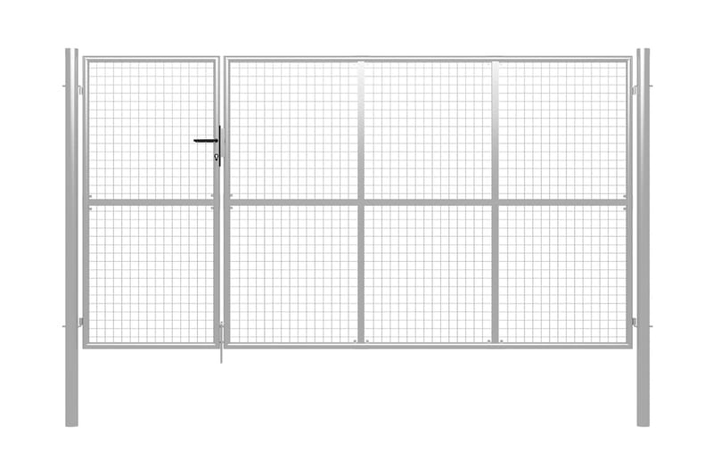 havelåge 350 x 150 cm stål sølvfarvet - Sølv - Hus & renovering - Indsynsbeskyttelse & indhegning - Låge