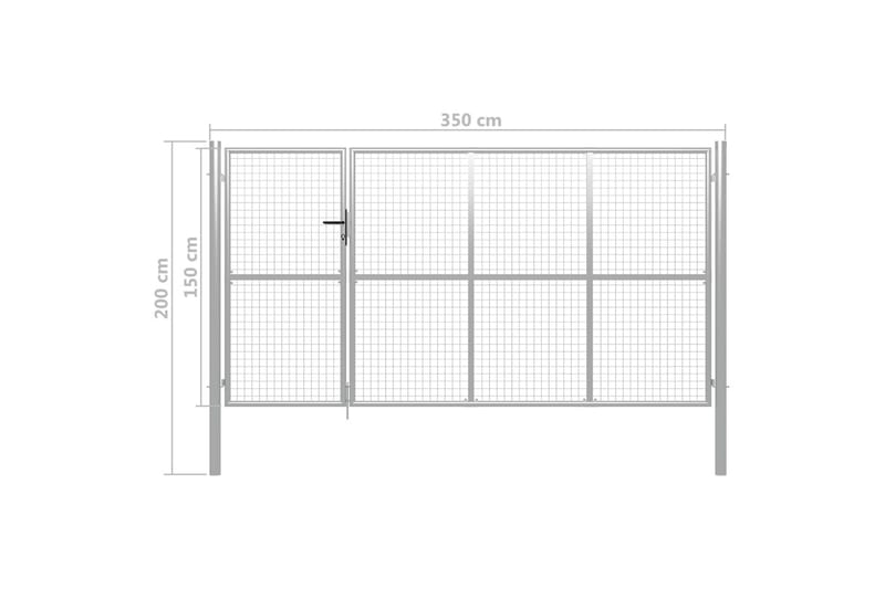 havelåge 350 x 150 cm stål sølvfarvet - Sølv - Hus & renovering - Indsynsbeskyttelse & indhegning - Låge