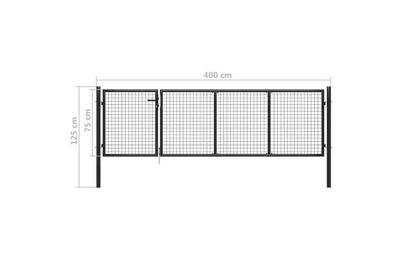havelåge 350 x 75 cm stål antracitgrå - Grå - Hus & renovering - Indsynsbeskyttelse & indhegning - Låge