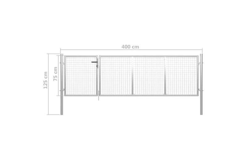 havelåge 350 x 75 cm stål sølvfarvet - Sølv - Hus & renovering - Indsynsbeskyttelse & indhegning - Låge