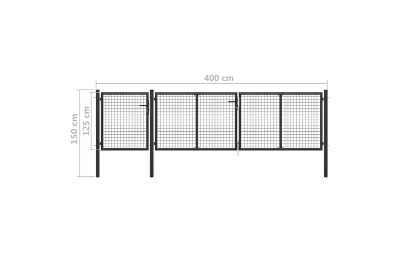 havelåge 400 x 100 cm stål antracitgrå - Grå - Hus & renovering - Indsynsbeskyttelse & indhegning - Låge