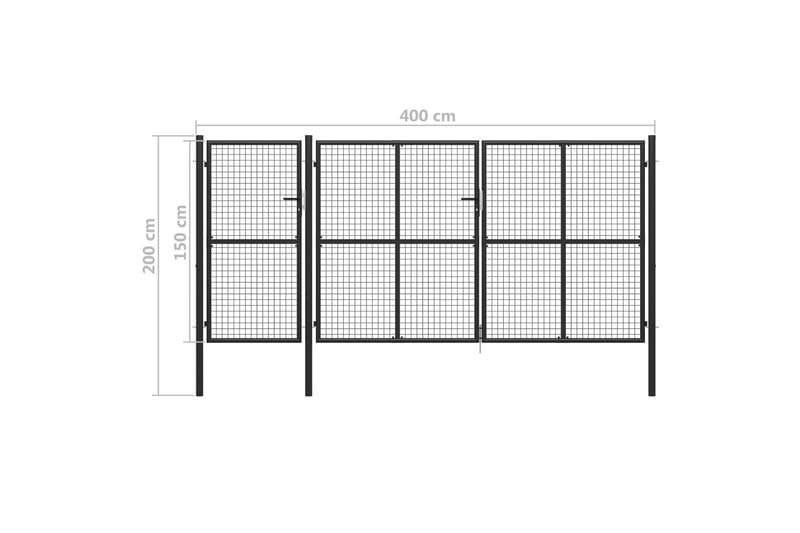 havelåge 400 x 150 cm stål antracitgrå - Grå - Hus & renovering - Indsynsbeskyttelse & indhegning - Låge