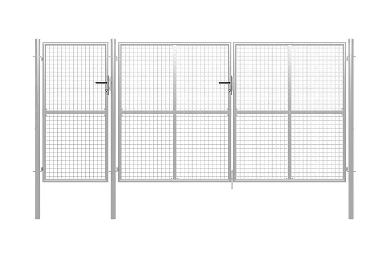 havelåge 400 x 150 cm stål sølvfarvet - Sølv - Hus & renovering - Indsynsbeskyttelse & indhegning - Låge
