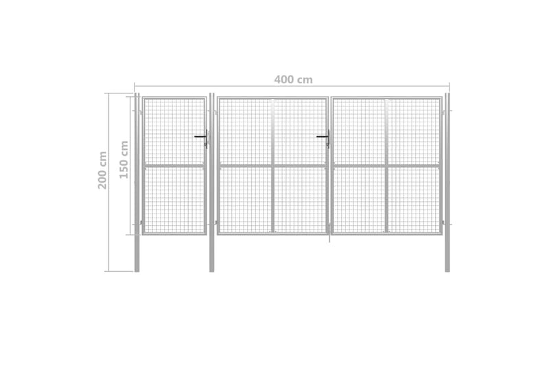 havelåge 400 x 150 cm stål sølvfarvet - Sølv - Hus & renovering - Indsynsbeskyttelse & indhegning - Låge