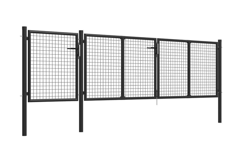 havelåge 400 x 75 cm galvaniseret stål antracitgrå - Grå - Låge udendørs - Smedejernslåge & jernlåge