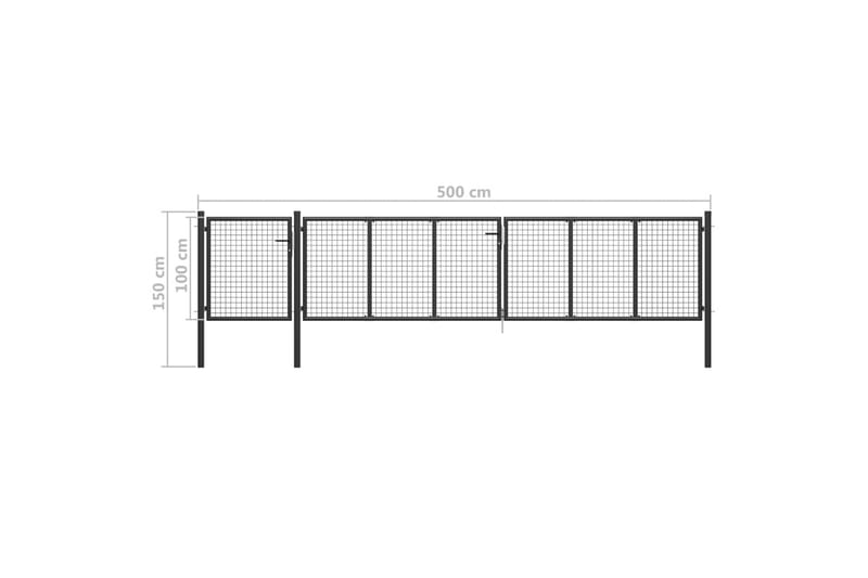 havelåge 500 x 100 cm stål antracitgrå - Grå - Hus & renovering - Indsynsbeskyttelse & indhegning - Låge