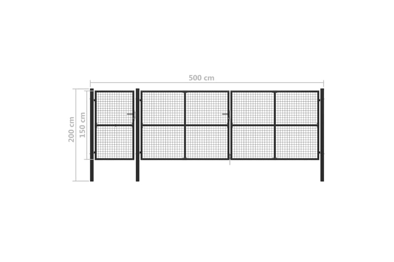 havelåge 500 x 150 cm stål antracitgrå - Grå - Hus & renovering - Indsynsbeskyttelse & indhegning - Låge