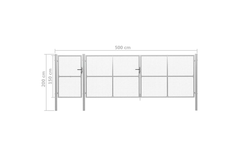 havelåge 500 x 150 cm stål sølvfarvet - Sølv - Hus & renovering - Indsynsbeskyttelse & indhegning - Låge