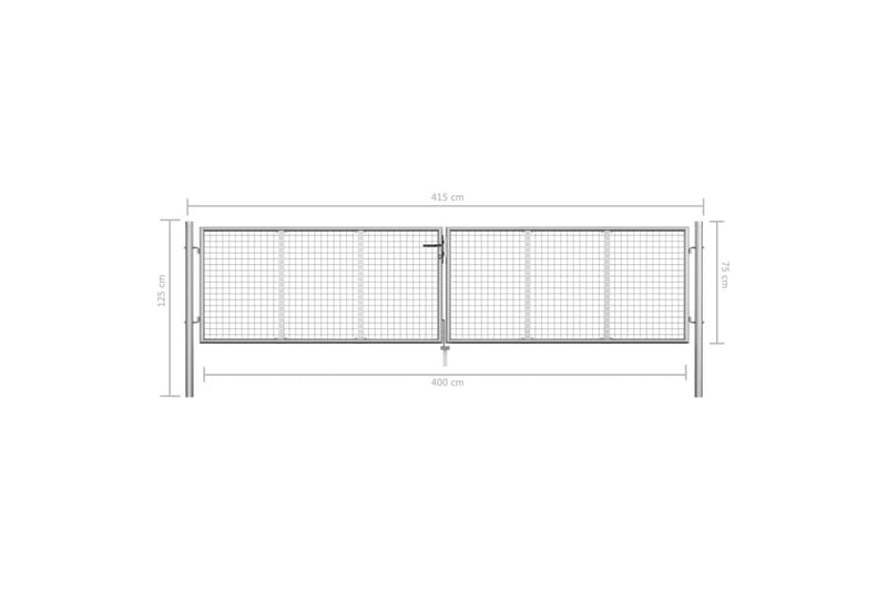 havelåge galvaniseret stål 415 x 125 cm sølvfarvet - Sølv - Hus & renovering - Indsynsbeskyttelse & indhegning - Låge
