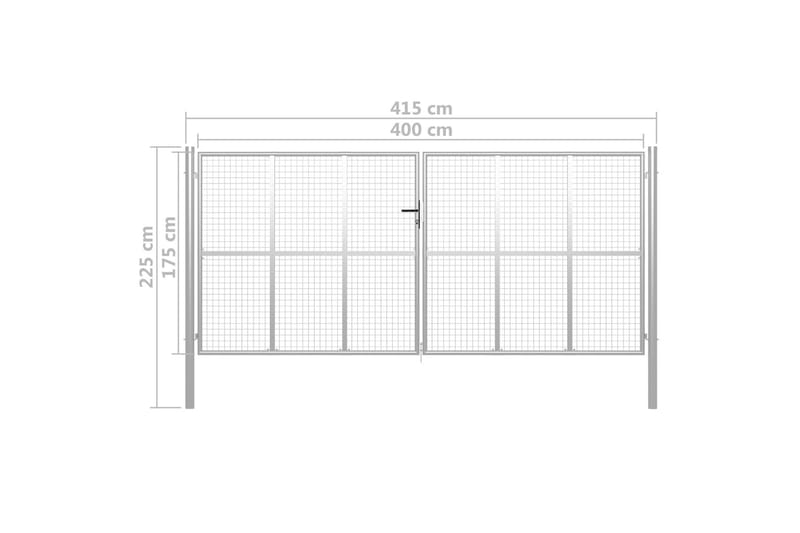 havelåge galvaniseret stål 415 x 225 cm sølvfarvet - Sølv - Smedejernslåge & jernlåge - Låge udendørs