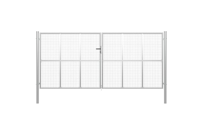 havelåge galvaniseret stål 415 x 250 cm sølvfarvet - Sølv - Hus & renovering - Indsynsbeskyttelse & indhegning - Låge