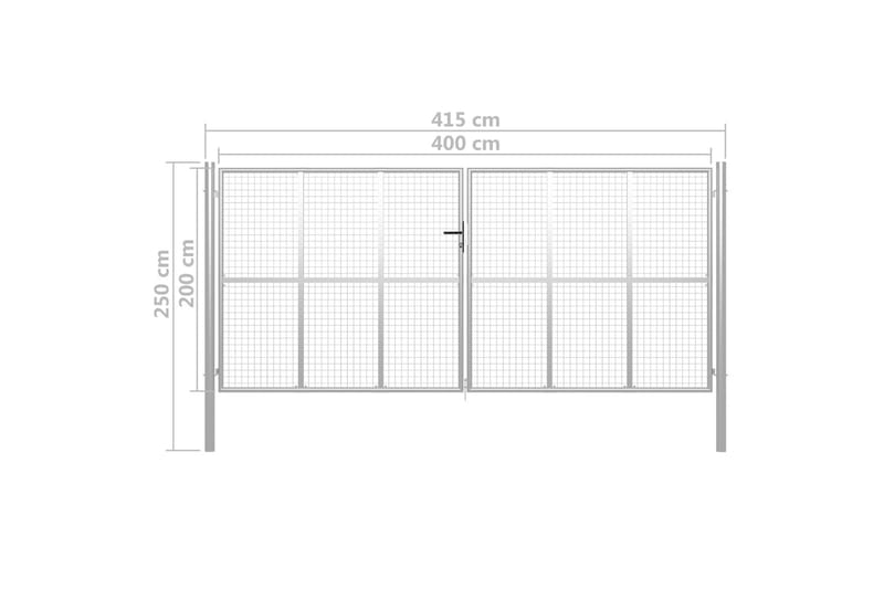 havelåge galvaniseret stål 415 x 250 cm sølvfarvet - Sølv - Hus & renovering - Indsynsbeskyttelse & indhegning - Låge