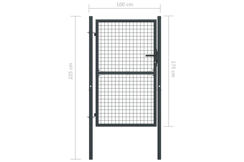 havelåge i trådnet 100x225 cm galvaniseret stål grå - Grå - Hus & renovering - Indsynsbeskyttelse & indhegning - Låge