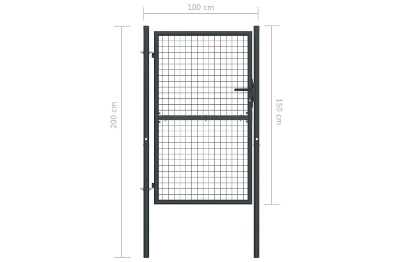 havelåge i trådnet galvaniseret stål 100x200 cm grå - Grå - Hus & renovering - Indsynsbeskyttelse & indhegning - Låge