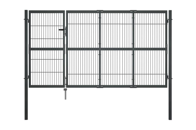 havelåge med stolper stål 350 x 140 cm antracitgrå - Grå - Hus & renovering - Indsynsbeskyttelse & indhegning - Låge