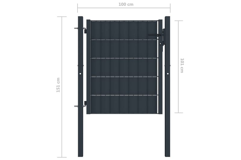 hegnslåge 100 x 101 cm stål antracitgrå - Grå - Smedejernslåge & jernlåge - Låge udendørs