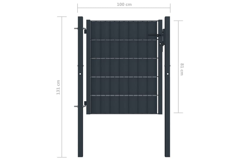 hegnslåge 100 x 81 cm stål antracitgrå - Grå - Hus & renovering - Indsynsbeskyttelse & indhegning - Låge