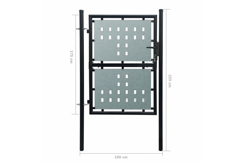 Hegnslåge enkeltdørs 100 x 225 cm sort - Sort - Låge udendørs - Smedejernslåge & jernlåge