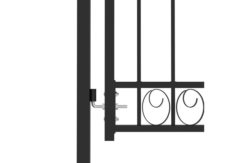 hegnslåge med buet top 100x150 cm stål sort - Sort - Låge udendørs - Smedejernslåge & jernlåge