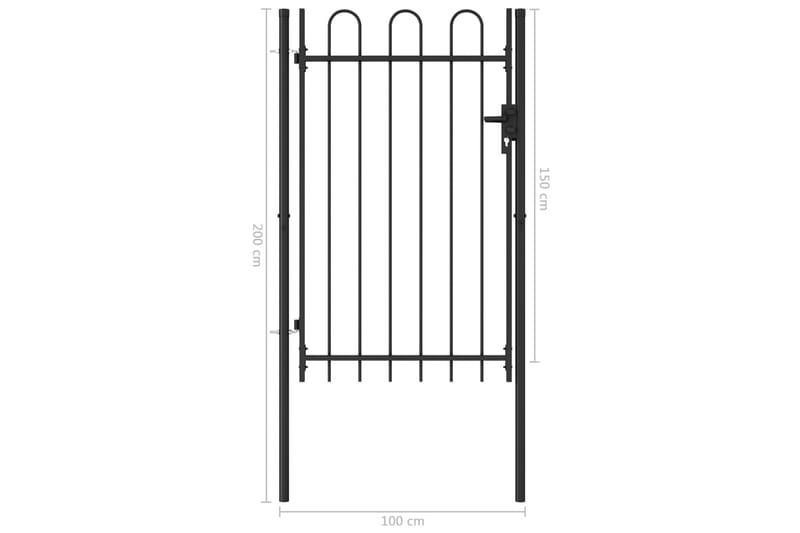 hegnslåge med buet top stål 1 x 1,5 m sort - Hus & renovering - Indsynsbeskyttelse & indhegning - Låge