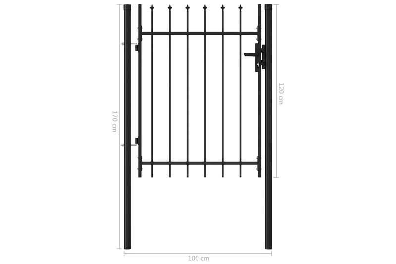 hegnslåge med spydtop stål 1 x 1,2 m sort - Sort - Hus & renovering - Indsynsbeskyttelse & indhegning - Låge