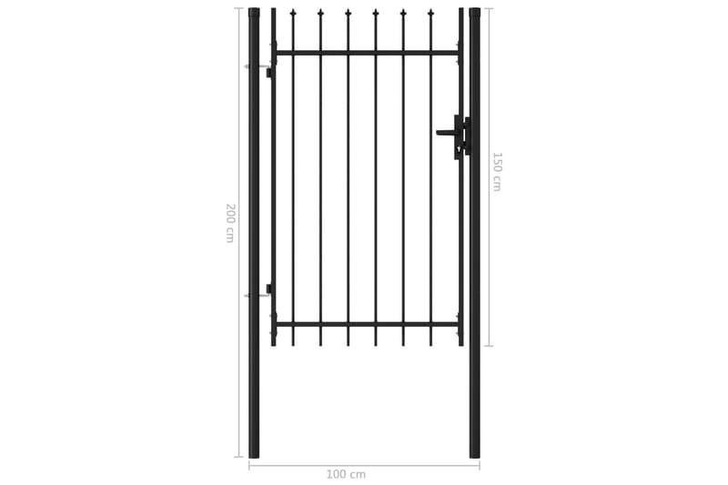 hegnslåge med spydtop stål 1 x 1,5 m sort - Sort - Hus & renovering - Indsynsbeskyttelse & indhegning - Låge