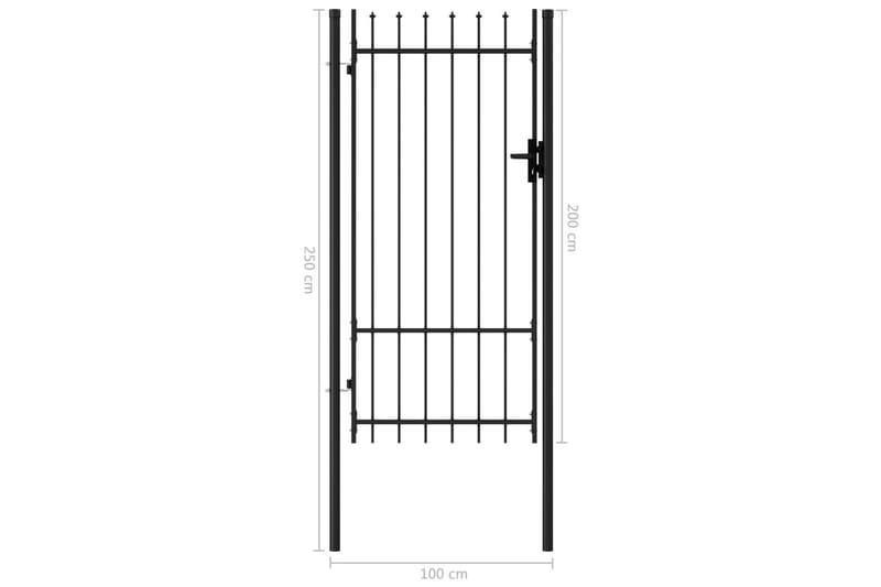hegnslåge med spydtop stål 1 x 2 m sort - Sort - Hus & renovering - Indsynsbeskyttelse & indhegning - Låge