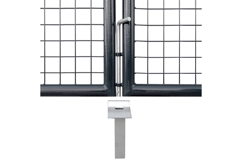havelåge i trådnet galvaniseret stål 289 x 175 cm grå - Grå - Låge udendørs - Trælåge