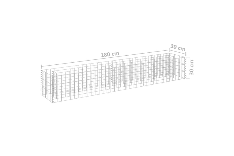 gabion-højbed 180x30x30 cm galvaniseret stål - Sølv - Hus & renovering - Indsynsbeskyttelse & indhegning - Mur