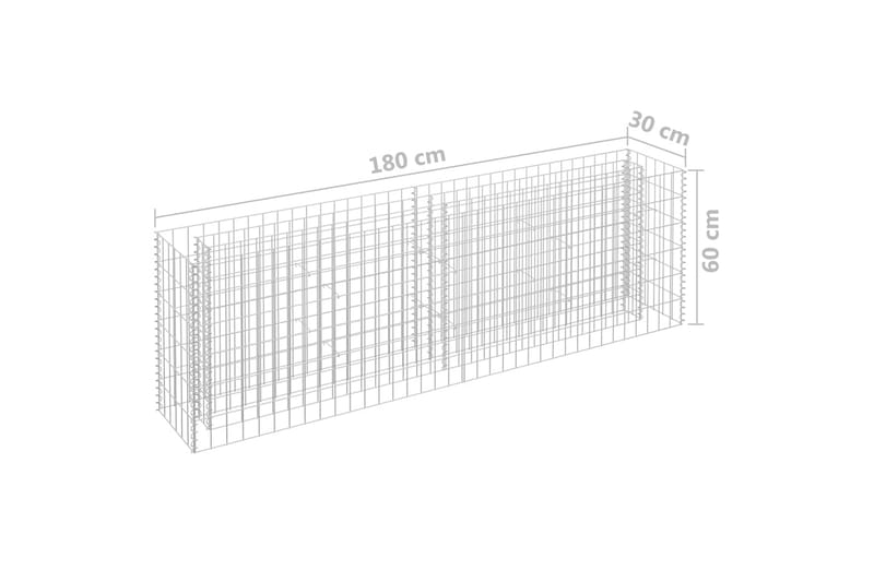 gabion-højbed 180x30x60 cm galvaniseret stål - Sølv - Hus & renovering - Indsynsbeskyttelse & indhegning - Mur