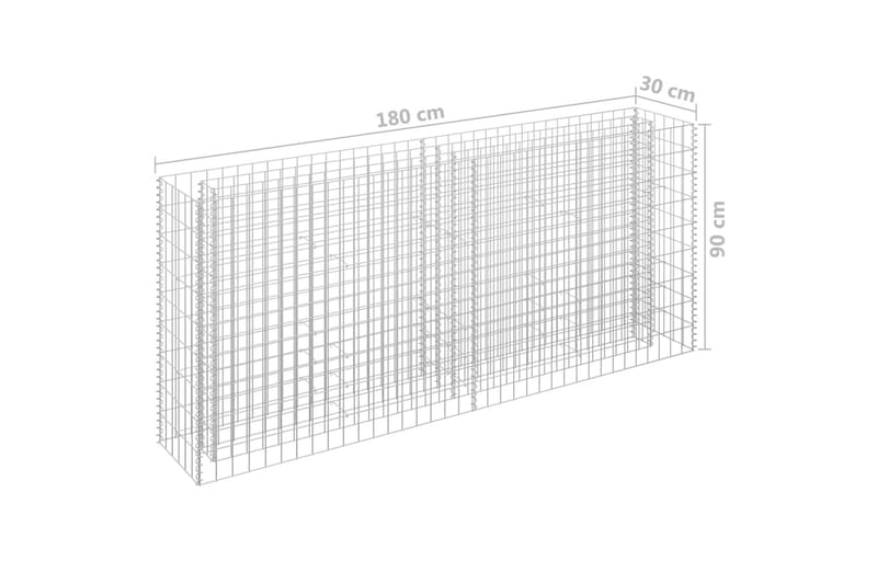 gabion-højbed 180x30x90 cm galvaniseret stål - Sølv - Hus & renovering - Indsynsbeskyttelse & indhegning - Mur