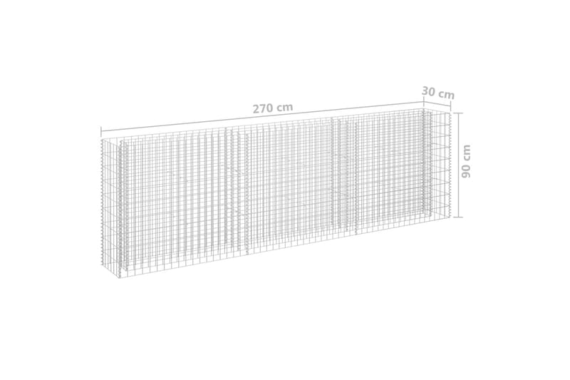 gabion-højbed 270x30x90 cm galvaniseret stål - Sølv - Hus & renovering - Indsynsbeskyttelse & indhegning - Mur