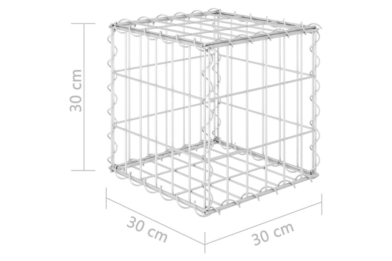 gabion-højbed 30x30x30 cm kubeformet stål - Sølv - Gabion