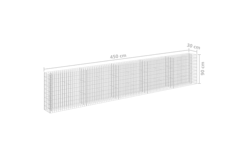 gabion-højbed 450x30x90 cm galvaniseret stål - Sølv - Hus & renovering - Indsynsbeskyttelse & indhegning - Mur