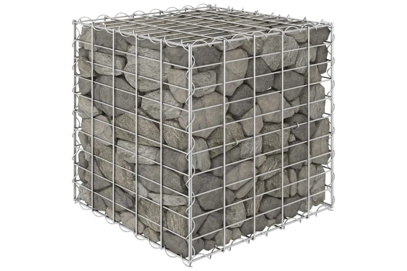 gabion-højbed 50x50x50 cm kubeformet stål - Sølv - Gabion