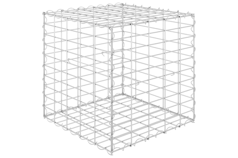 gabion-højbed 50x50x50 cm kubeformet stål - Sølv - Hus & renovering - Indsynsbeskyttelse & indhegning - Mur