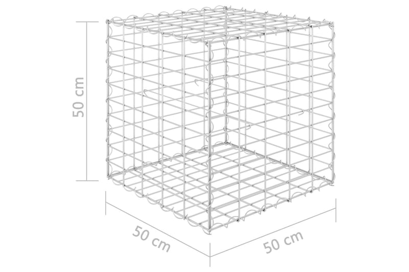 gabion-højbed 50x50x50 cm kubeformet stål - Sølv - Gabion