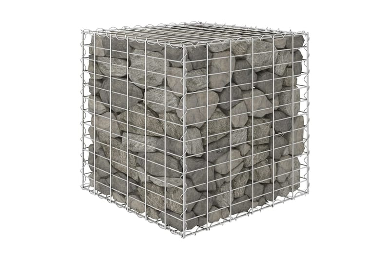 gabion-højbed 60x60x60 cm kubeformet stål - Sølv - Hus & renovering - Indsynsbeskyttelse & indhegning - Mur