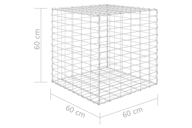 gabion-højbed 60x60x60 cm kubeformet stål - Sølv - Hus & renovering - Indsynsbeskyttelse & indhegning - Mur