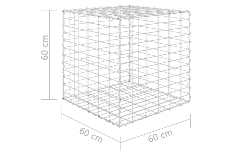 gabion-højbed 60x60x60 cm kubeformet stål - Sølv - Gabion