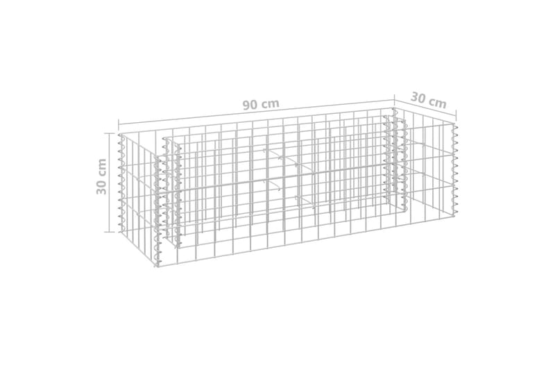 gabion-højbed 90x30x30 cm galvaniseret stål - Sølv - Hus & renovering - Indsynsbeskyttelse & indhegning - Mur