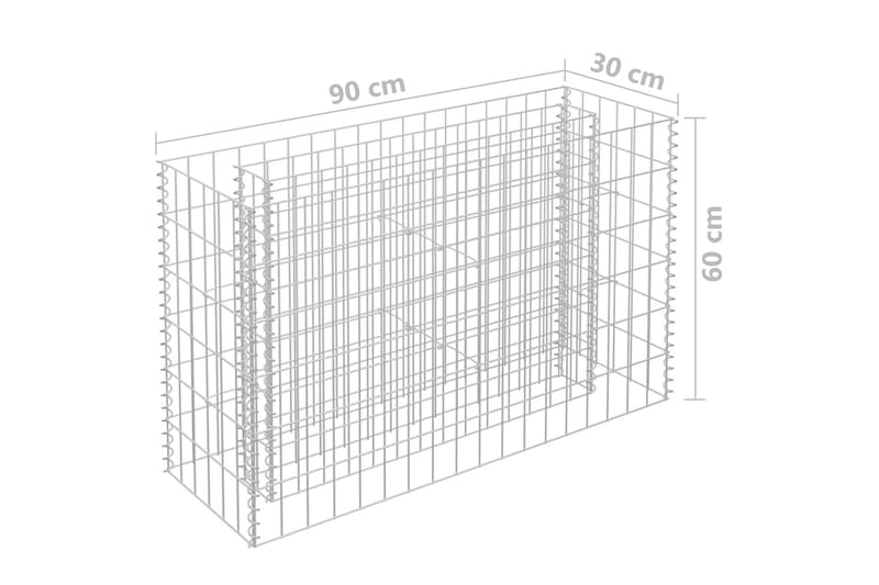 gabion-højbed 90x30x60 cm galvaniseret stål - Sølv - Hus & renovering - Indsynsbeskyttelse & indhegning - Mur