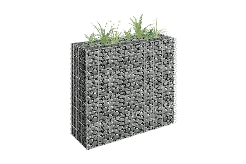 gabion-højbed 90x30x90 cm galvaniseret stål - Sølv - Hus & renovering - Indsynsbeskyttelse & indhegning - Mur