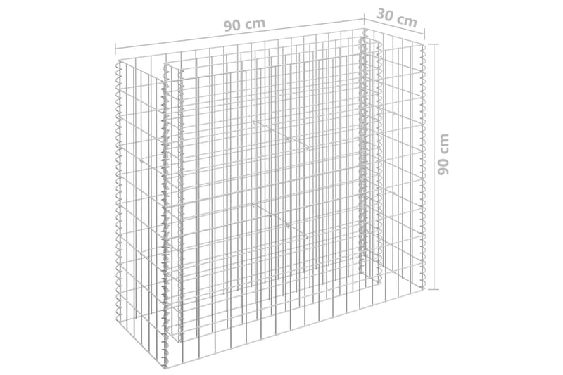 gabion-højbed 90x30x90 cm galvaniseret stål - Sølv - Gabion