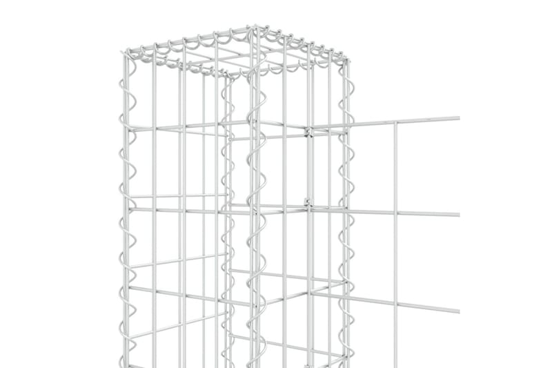 gabionkurv med 2 stolper 140x20x100 cm U-facon jern - Sølv - Gabion