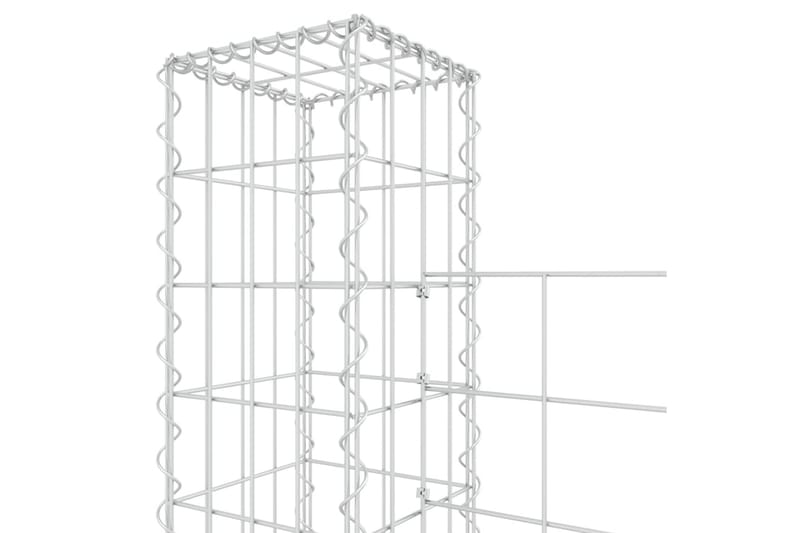 gabionkurv med 6 stolper 620x20x200 cm U-facon jern - Sølv - Gabion