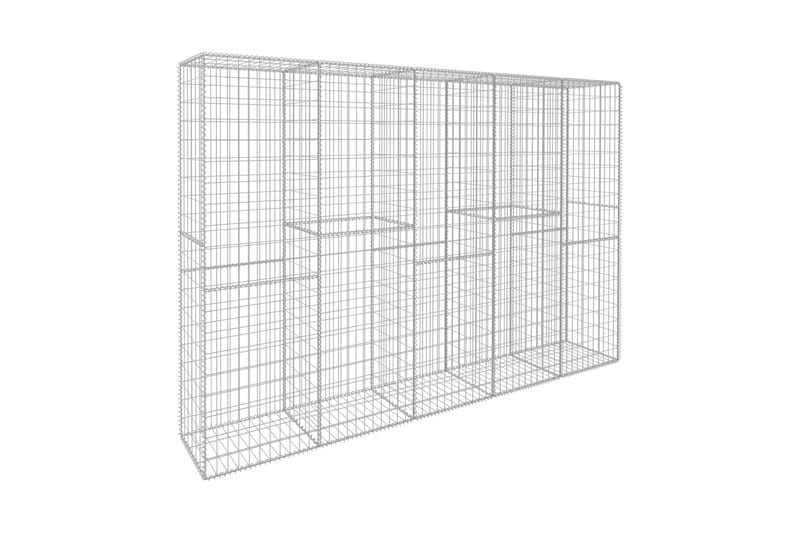 gabionvæg med dæksler galvaniseret stål 300 x 50 x 200 cm - Sølv - Hus & renovering - Indsynsbeskyttelse & indhegning - Mur