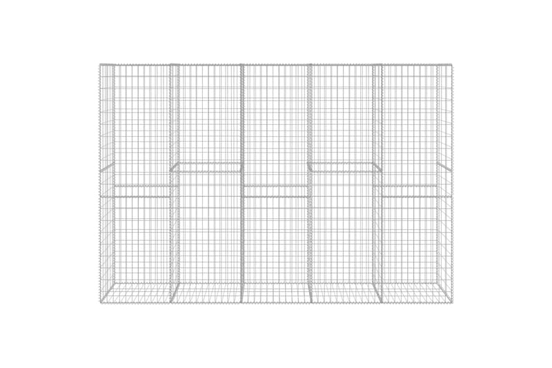 gabionvæg med dæksler galvaniseret stål 300 x 50 x 200 cm - Sølv - Hus & renovering - Indsynsbeskyttelse & indhegning - Mur